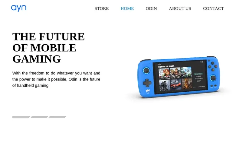 Screenshot of the AYN Technologies homepage
