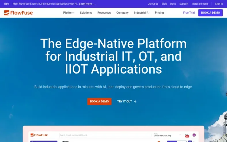 Screenshot of the FlowFuse homepage