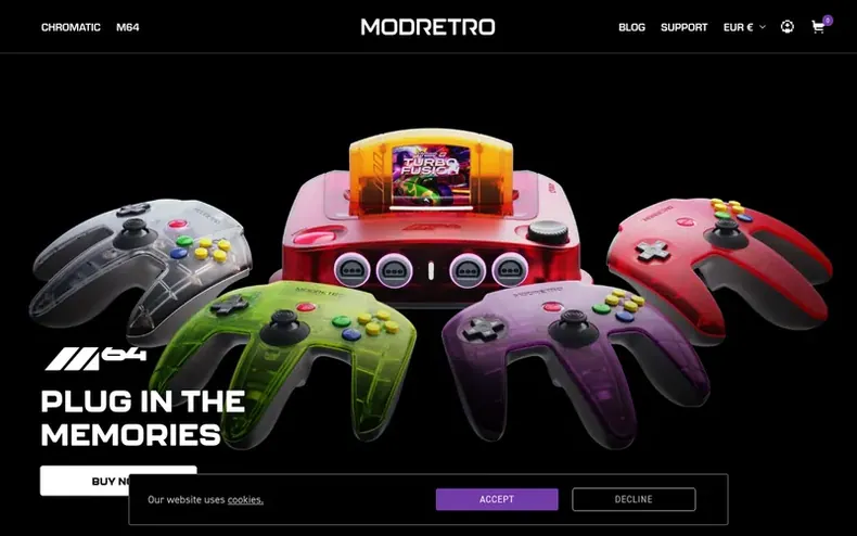 Screenshot of the ModRetro homepage