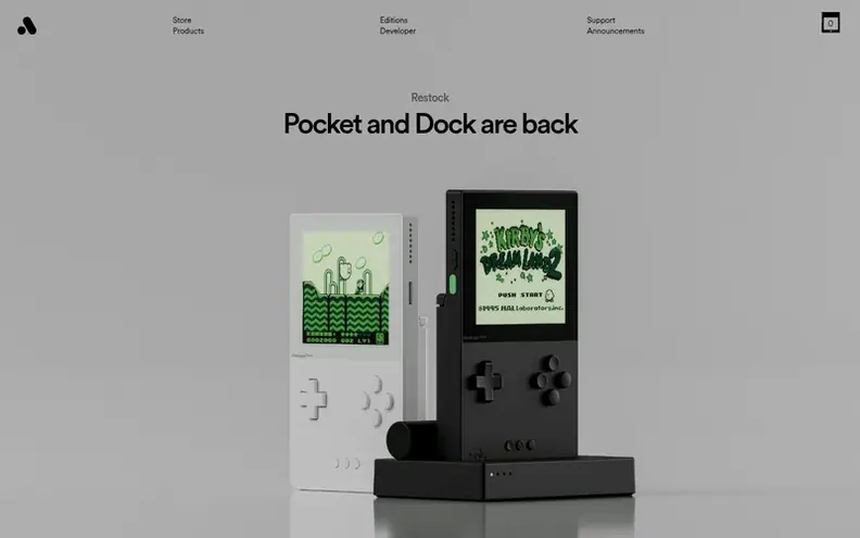 Screenshot of the Analogue homepage