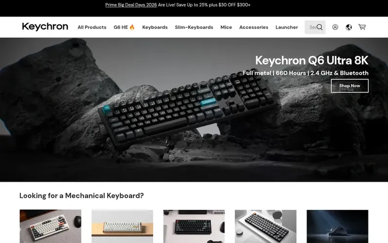 Screenshot of the Keychron homepage