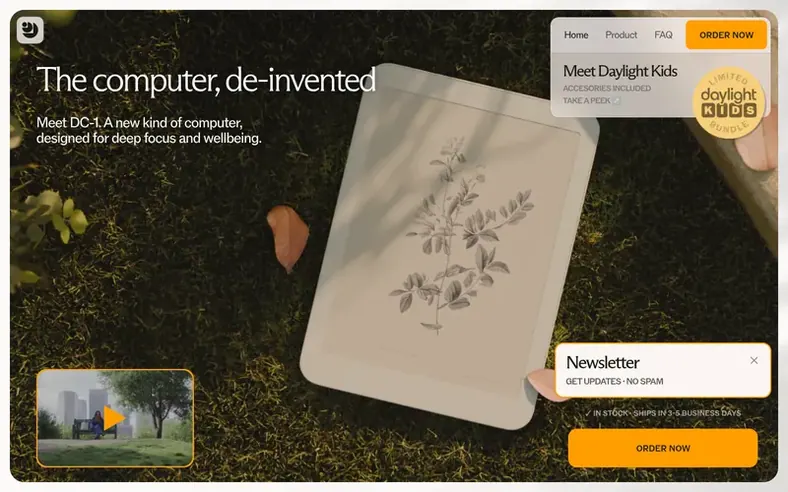 Screenshot of the Daylight Computer homepage